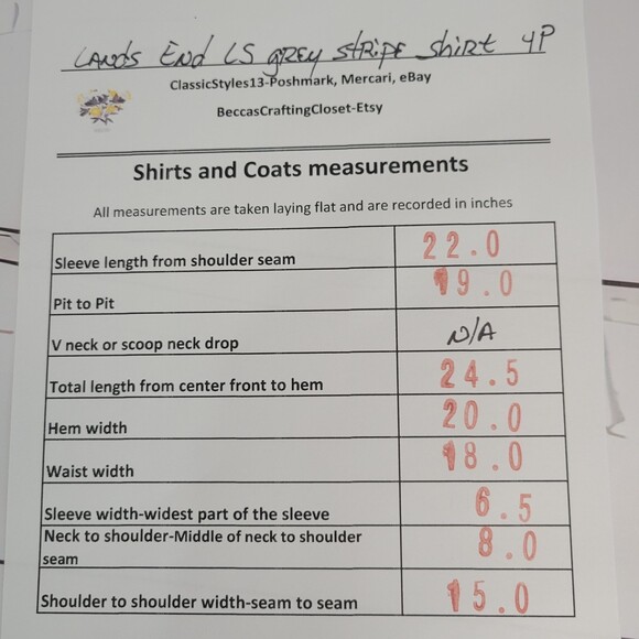 Lands End No Iron Supima long sleeved dress shirt gray pin stripe size 4P - Picture 8 of 8